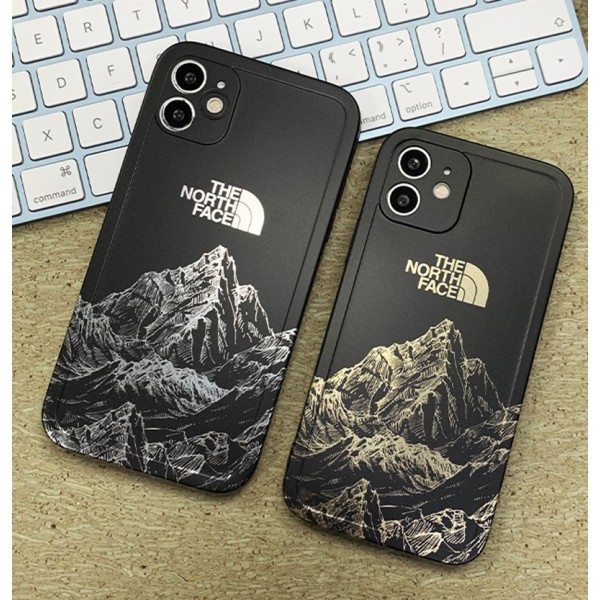 The North Face ブランド iphone 13/13 Pro/13 Pro Maxケース ザ.ノース.フェイス 韓国風 雪山柄 TPU製 メッキ ジャケット型 モノグラム アイフォン13/12/11/x/xr/xs/8/7カバー 大人気 メンズ レディーズ